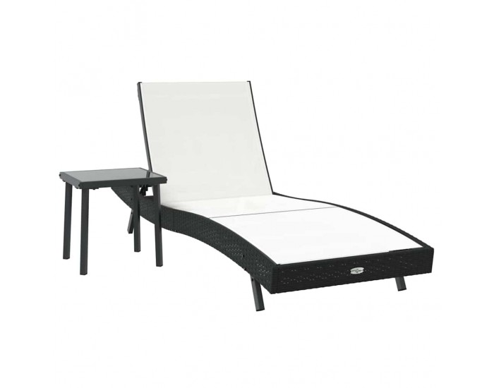 Sonata H Шезлонг с маса 2 pcs Черен 40 x 40 x 40.5 см полиратан