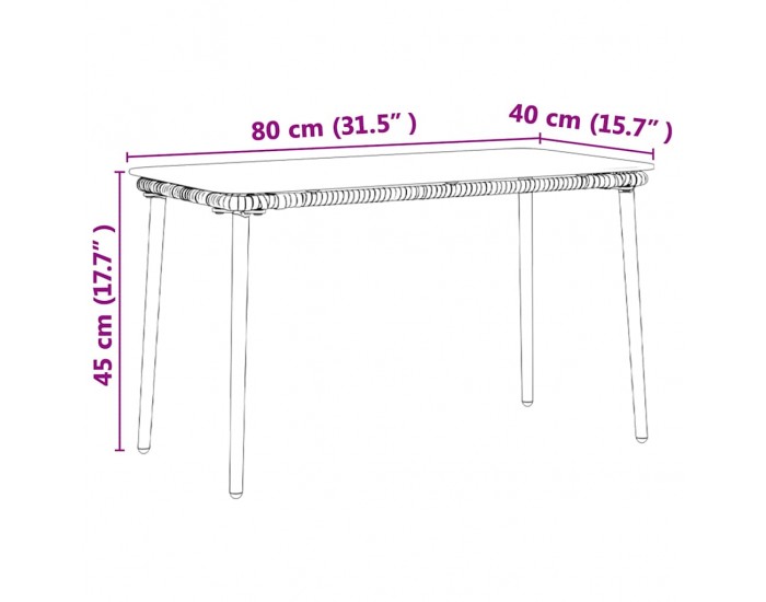 Sonata H Градинска маса Черно 80 x 40 x 45.5 cm Полиратан