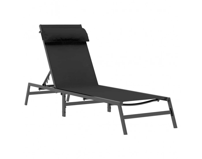 Sonata H Шезлонги с маса 2-човек 3 pcs Черен и антрацит 197 x 54 x 86 см