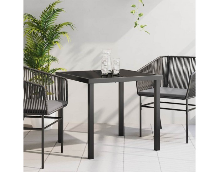 Sonata H Градинска маса Черно 80 x 80 x 73 см Масивна тикова дървесина
