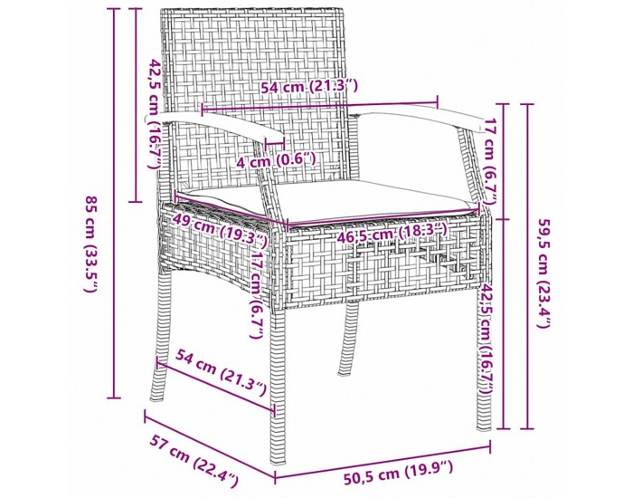 Sonata Set de masă pentru grădină 5 buc. Gri și negru Ratan