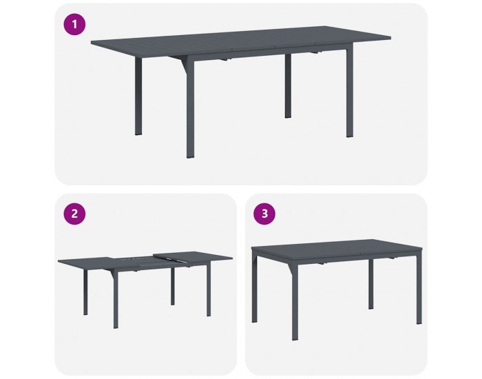 Sonata H Разтеглена маса 2 pcs Антрацит 210 x 90 x 73 см Стомана