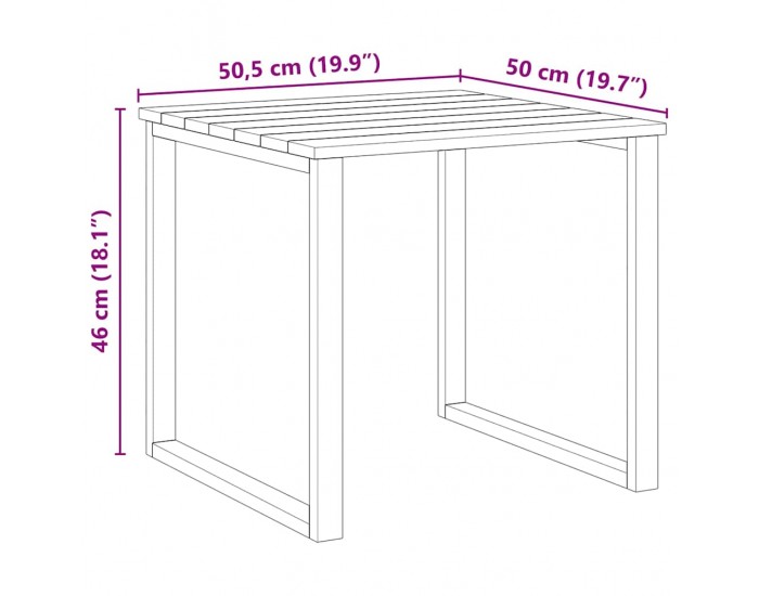 Sonata H Таблица за шезлонг Кафяво 50.5 x 50.5 x 46 см