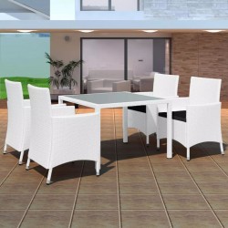 Sonata Градински трапезен комплект, 5 части, полиратан, кремавобял - Seturi pentru exterior