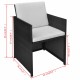 Sonata Градински комплект с възглавници, 5 части, черен полиратан -