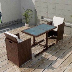 Sonata Бистро комплект, 3 части, с възглавници, кафяв полиратан - Seturi pentru exterior