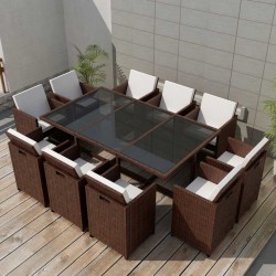 Sonata Градински комплект с възглавници, 11 части, кафяв полиратан - Seturi pentru exterior