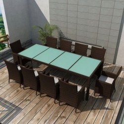 Sonata Градински комплект с възглавници, 11 части, кафяв полиратан - Seturi pentru exterior