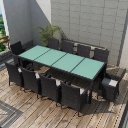 Sonata Градински комплект с възглавници, 11 части, черен полиратан - Seturi pentru exterior