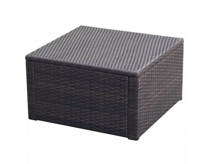Sonata Табуретка за крака - отоманка, от полиратан, 53x53x30 cм, кафяв -