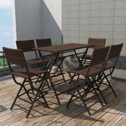 Sonata Сгъваем градински комплект, 7 части, стомана, кафяв полиратан - Seturi pentru exterior