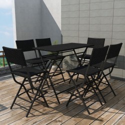 Sonata Сгъваем градински комплект, 7 части, стомана, черен полиратан - Seturi pentru exterior