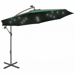 Sonata Висящ чадър с LED осветление, 300 см, зелен, метален прът - Copertine și umbrele