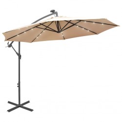 Sonata Висящ чадър с LED осветление, 300 см, пясъчен, метален прът - Copertine și umbrele