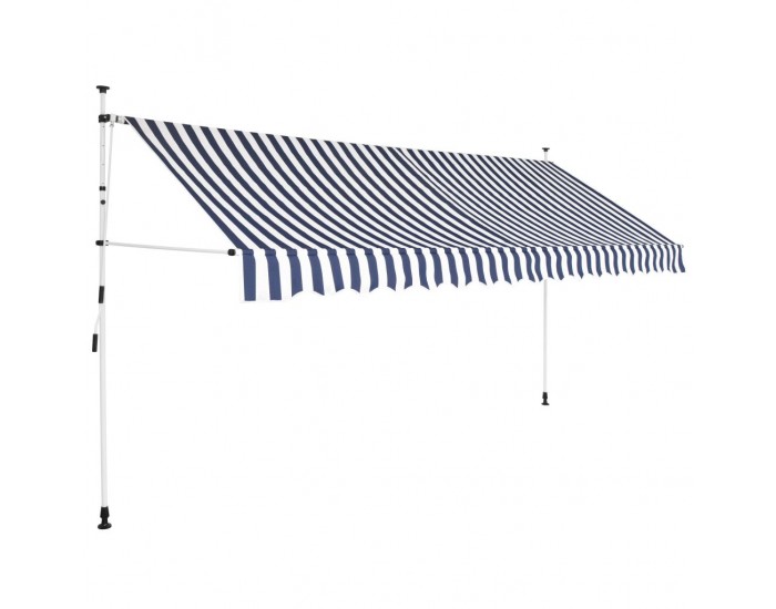 Sonata Ръчно прибиращ се сенник, 400 см, синьо-бели ивици -