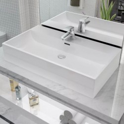 Sonata Мивка с отвор за смесител, керамична, бяла 76x42,5x14,5 см - Lavoare și baterii