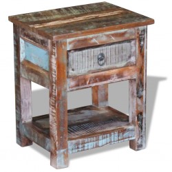Sonata H Масичка с 1 чекмедже, регенерирано дърво масив, 43x33x51 cм - Măsuțe de living