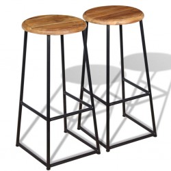 Sonata H Бар табуретки, 2 бр, тиково дърво масив - Scaune de bar