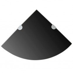 Sonata Ъглов рафт от черно стъкло с държачи в цвят хром, 25x25 см - Etajere