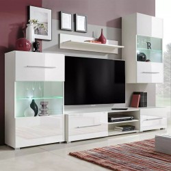 Sonata ТВ комплект шкафове, 5 части, с LED осветление, бял - Comode TV