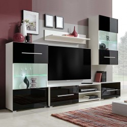 Sonata ТВ комплект шкафове, 5 части, с LED осветление, черен - Comode TV