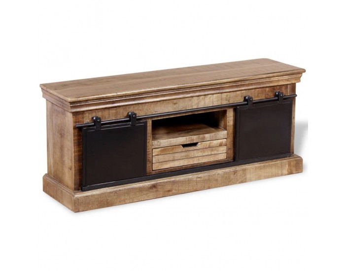 Sonata ТВ шкаф с 2 плъзгащи врати, твърдо мангово дърво, 110x30x45 см -