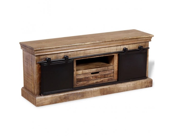 Sonata ТВ шкаф с 2 плъзгащи врати, твърдо мангово дърво, 110x30x45 см -