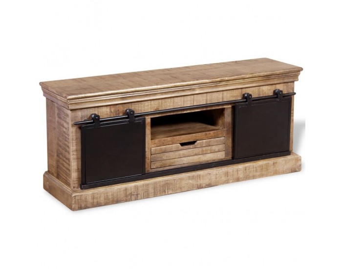 Sonata ТВ шкаф с 2 плъзгащи врати, твърдо мангово дърво, 110x30x45 см -