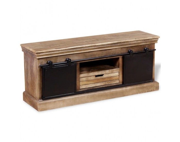 Sonata ТВ шкаф с 2 плъзгащи врати, твърдо мангово дърво, 110x30x45 см -