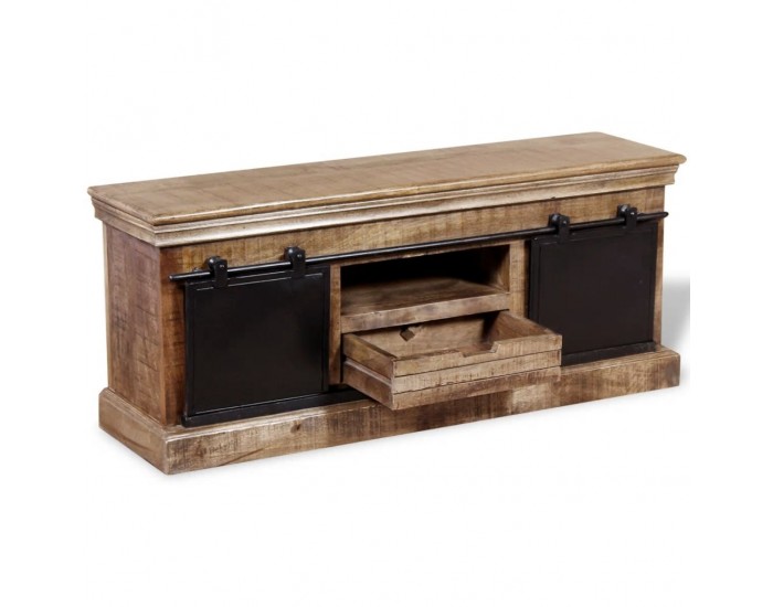 Sonata ТВ шкаф с 2 плъзгащи врати, твърдо мангово дърво, 110x30x45 см -