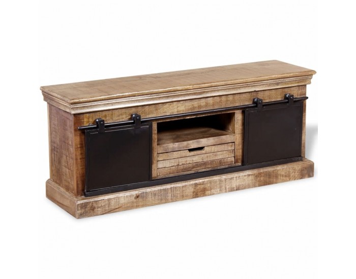 Sonata ТВ шкаф с 2 плъзгащи врати, твърдо мангово дърво, 110x30x45 см -