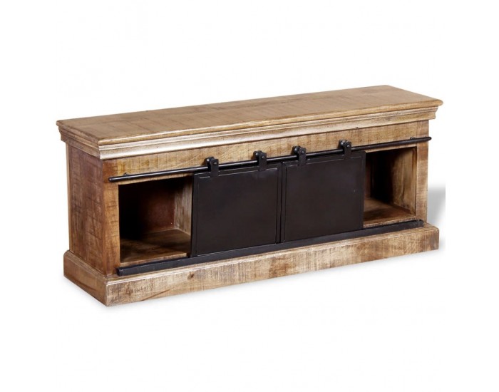 Sonata ТВ шкаф с 2 плъзгащи врати, твърдо мангово дърво, 110x30x45 см -