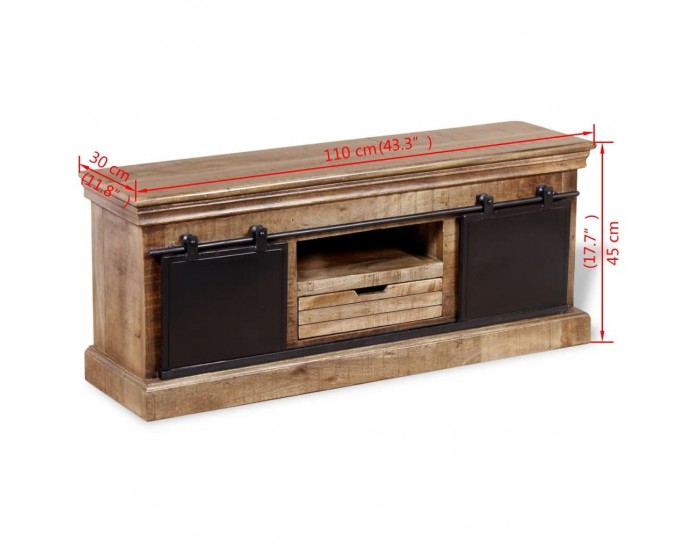 Sonata ТВ шкаф с 2 плъзгащи врати, твърдо мангово дърво, 110x30x45 см -