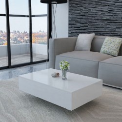 Sonata H Маса за кафе от фибростъкло, силен гланц, бяла - Măsuțe de living