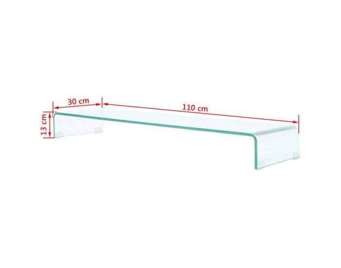 Sonata Стойка за телевизор / монитор прозрачно стъкло 110x30x13 см -