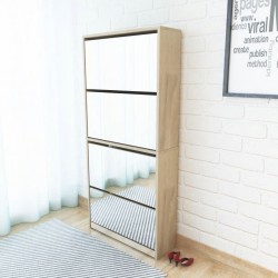 Sonata Шкаф за обувки 4 нива с огледала, дъб, 63x17x134 cм - Pantofare