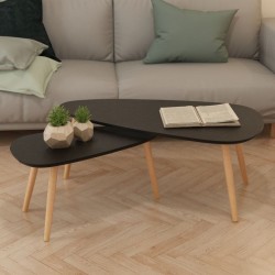 Sonata H Комплект кафе маси, 2 части, иглолистна дървесина масив, черен - Măsuțe de living