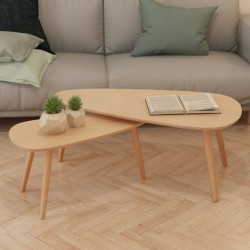 Sonata H Комплект кафе маси, 2 части, иглолистна дървесина масив, кафяв - Măsuțe de living