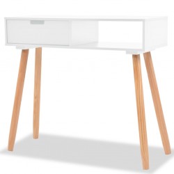 Sonata H Конзолна маса, иглолистна дървесина масив, 80x30x72 cм, бяла - Măsuțe de living