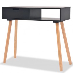 Sonata H Конзолна маса, иглолистна дървесина масив, 80x30x72 cм, черна - Măsuțe de living