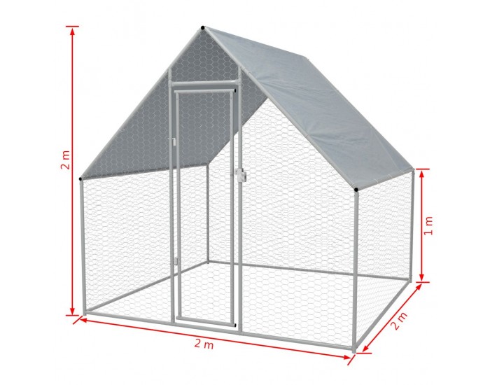 Sonata Птичарник на открито, поцинкована стомана, 2x2x2 м -