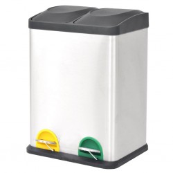Sonata Кош за рециклиране на боклук с педал неръждаема стомана 2x18 L - Accesorii de bucătărie