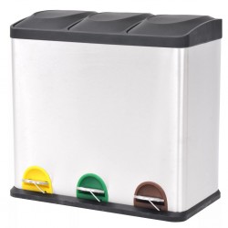 Sonata Кош за рециклиране на боклук с педал неръждаема стомана 3x18 L - Accesorii de bucătărie