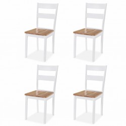 Sonata H Трапезни столове, 4 бр, бели, каучуково дърво масив - Scaune de dining