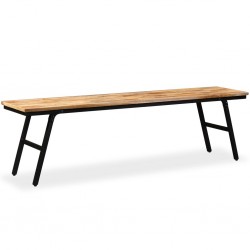 Sonata Пейка от регенерирано тиково дърво и стомана, 160х35х45 см - Scaune de dining