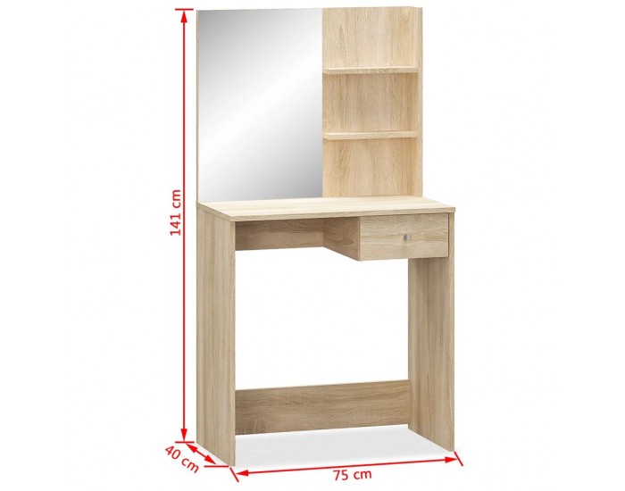 Sonata Тоалетна масичка, ПДЧ, 75x40x141 см, дъб -