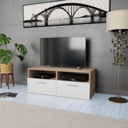 Sonata ТВ шкаф, ПДЧ, 95x35x36 см, дъб и бял - Comode TV