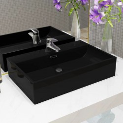 Sonata Мивка с отвор за смесител, керамична, черна 76x42,5x14,5 см - Lavoare și baterii