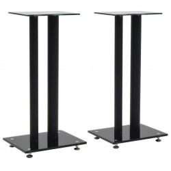 Sonata Стойки за тонколони, 2 бр, 2 колони, закалено стъкло, черни - Electrocasnice și accesorii pentru living