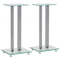 Sonata Стойки за тонколони, 2 бр, 2 колони, закалено стъкло, сребристи - Electrocasnice și accesorii pentru living